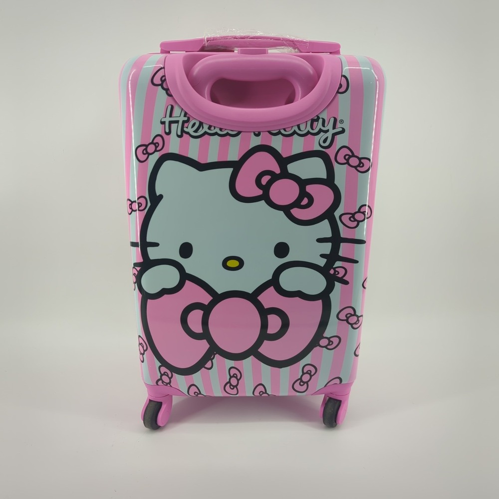 Sanrio Hello Kitty 360 degree Rolling Hard Shell Suitcase Luggage Carry On - NWT